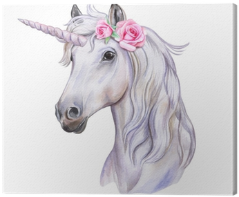 Unicorn With A Wreath Of Flowers - Water Color Unicorn Png (400x400), Png Download