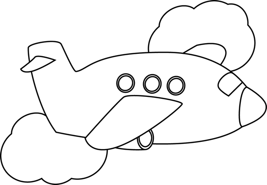 Flying Clipart - Plane Flying Clipart Black And White (550x382), Png Download