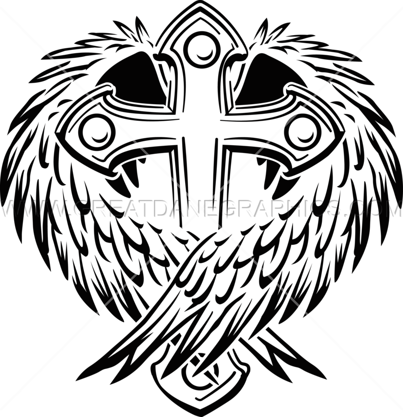 Wing Cross Clipart Lion Clip Art - Cross And Wings Vector (825x853), Png Download