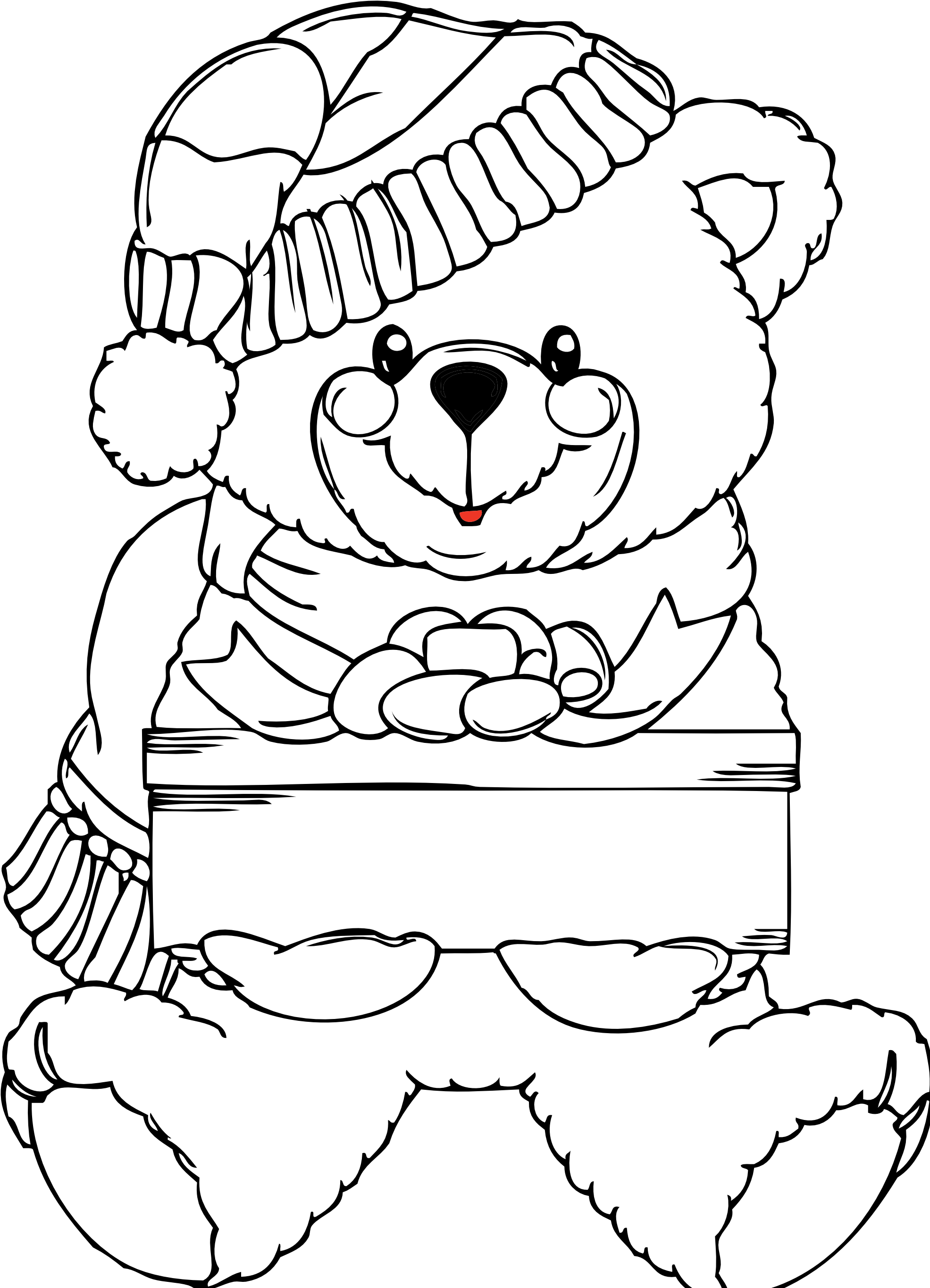 Png Teddy Bear Black And White Transparent Teddy Bear - Christmas Teddy Coloring Pages (1979x2756), Png Download