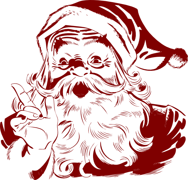 Dark Red Santa Clip Art - Red Santa Clipart (600x574), Png Download