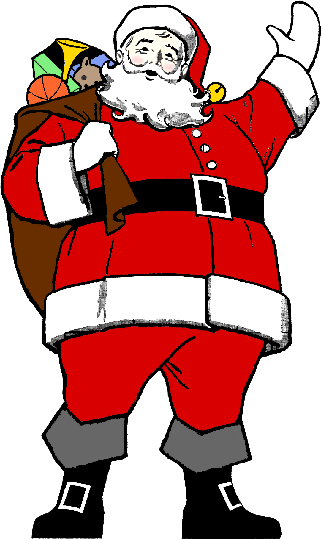 Santa Clipart Black And White - Santa Claus (1137x1838), Png Download