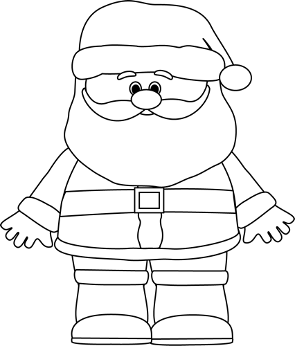 Black And White Santa Clip Art - Black And White Santas (426x500), Png Download