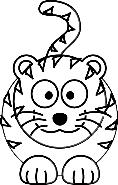 Cartoon Tiger Outline Clip Art - Cartoon Tiger Easy To Draw (378x591), Png Download