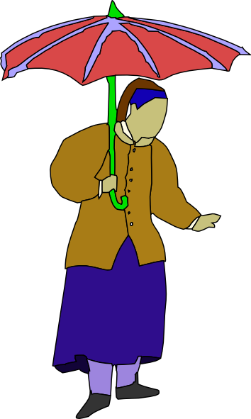 Umbrella With A Woman In Cartoon (354x591), Png Download