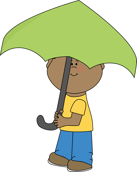 Boy Under Umbrella Clipart - Preposition Under The Umbrella (439x550), Png Download
