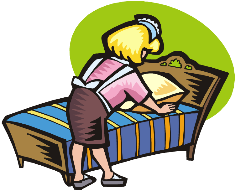 Pillow Clipart Bed Making - Bed Making Clipart (750x610), Png Download