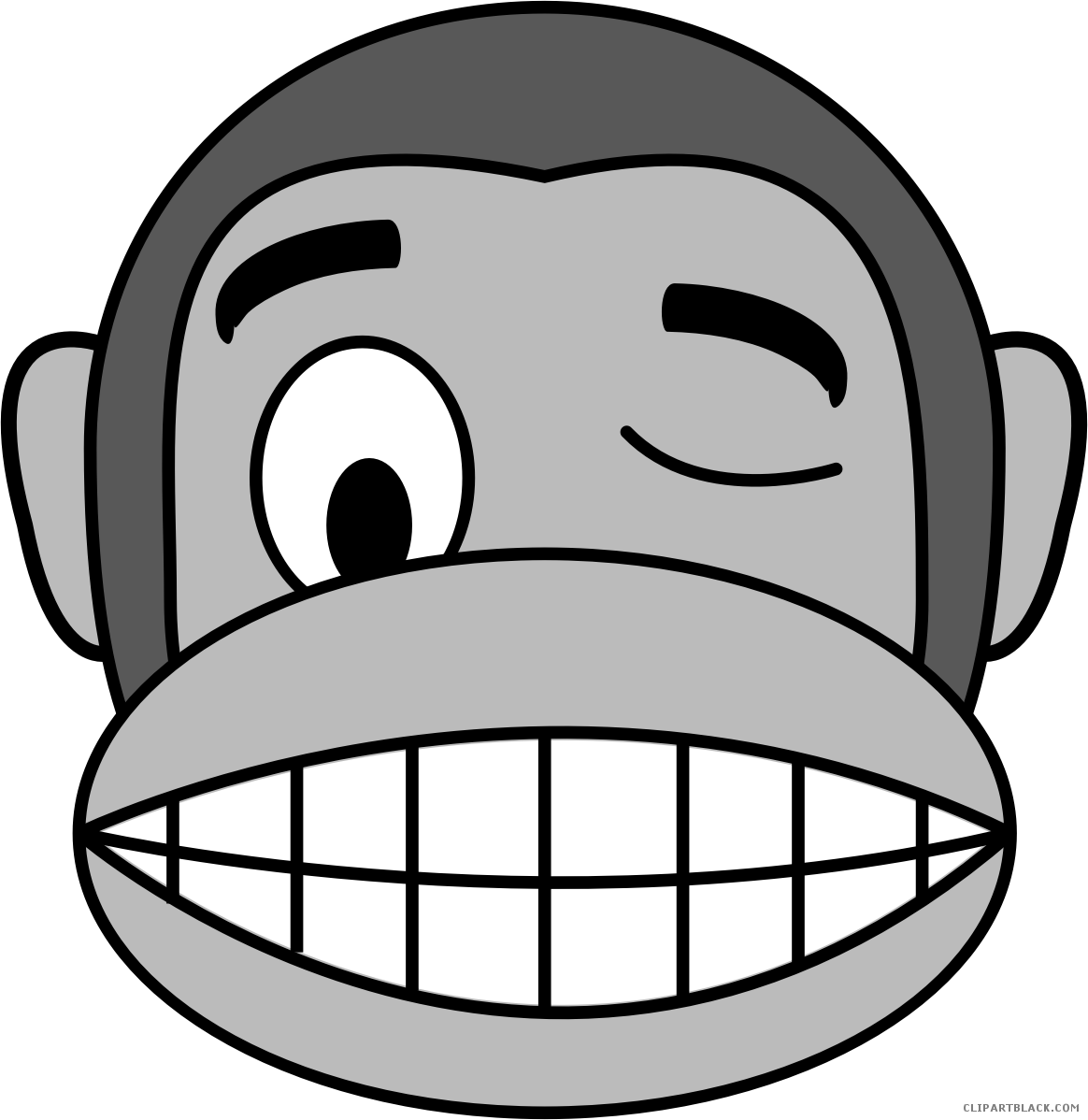 Monkey Emojis Animal Free Black White Clipart Images - Monkey Emoji (1164x1198), Png Download