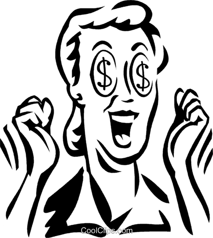 Woman With Dollar Sign Eyes Royalty Free Vector Clip - Eyes With Dollar Sign (429x480), Png Download