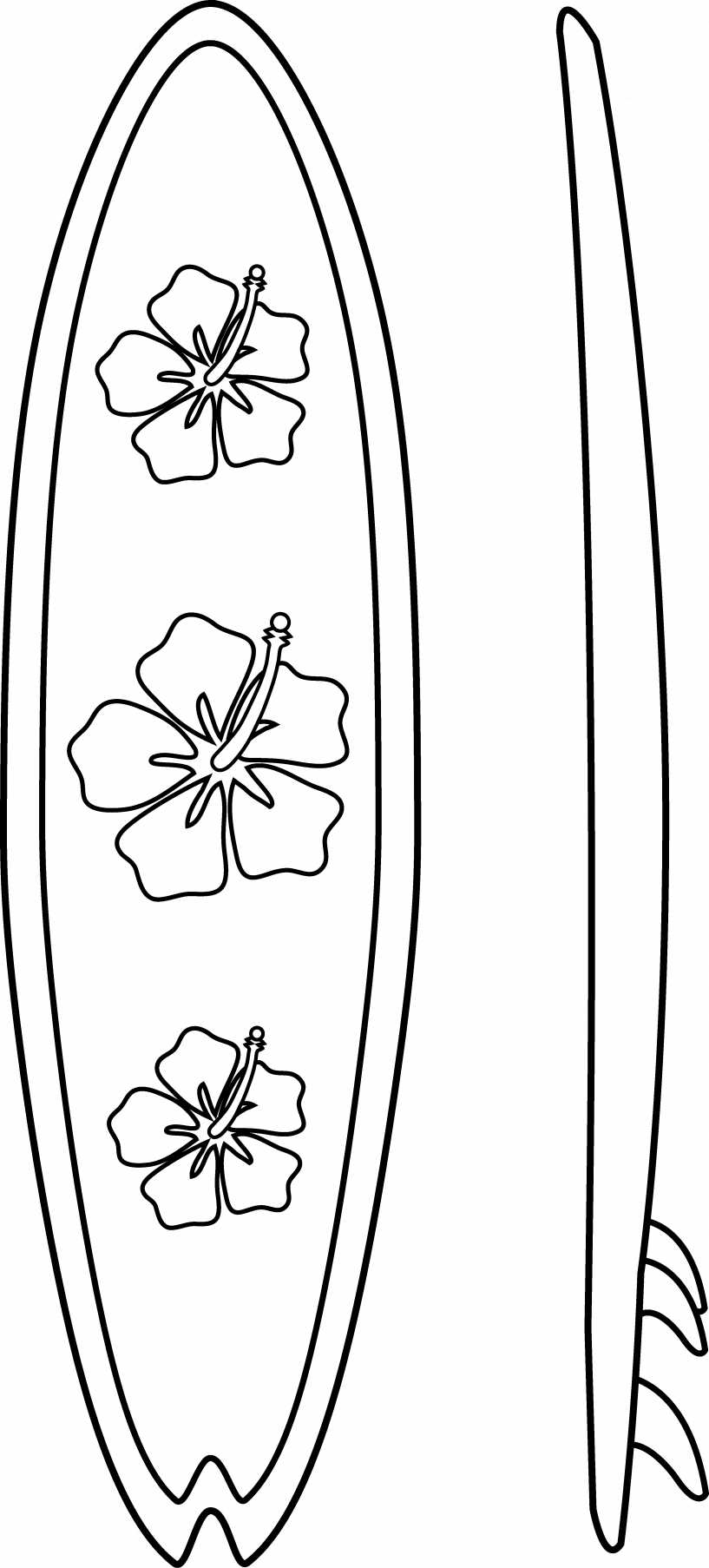 Hawaiian Surf Board Drawings (817x1806), Png Download