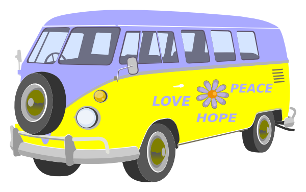 Vw Bus Clipart - Furgoneta Hippie Png (600x376), Png Download