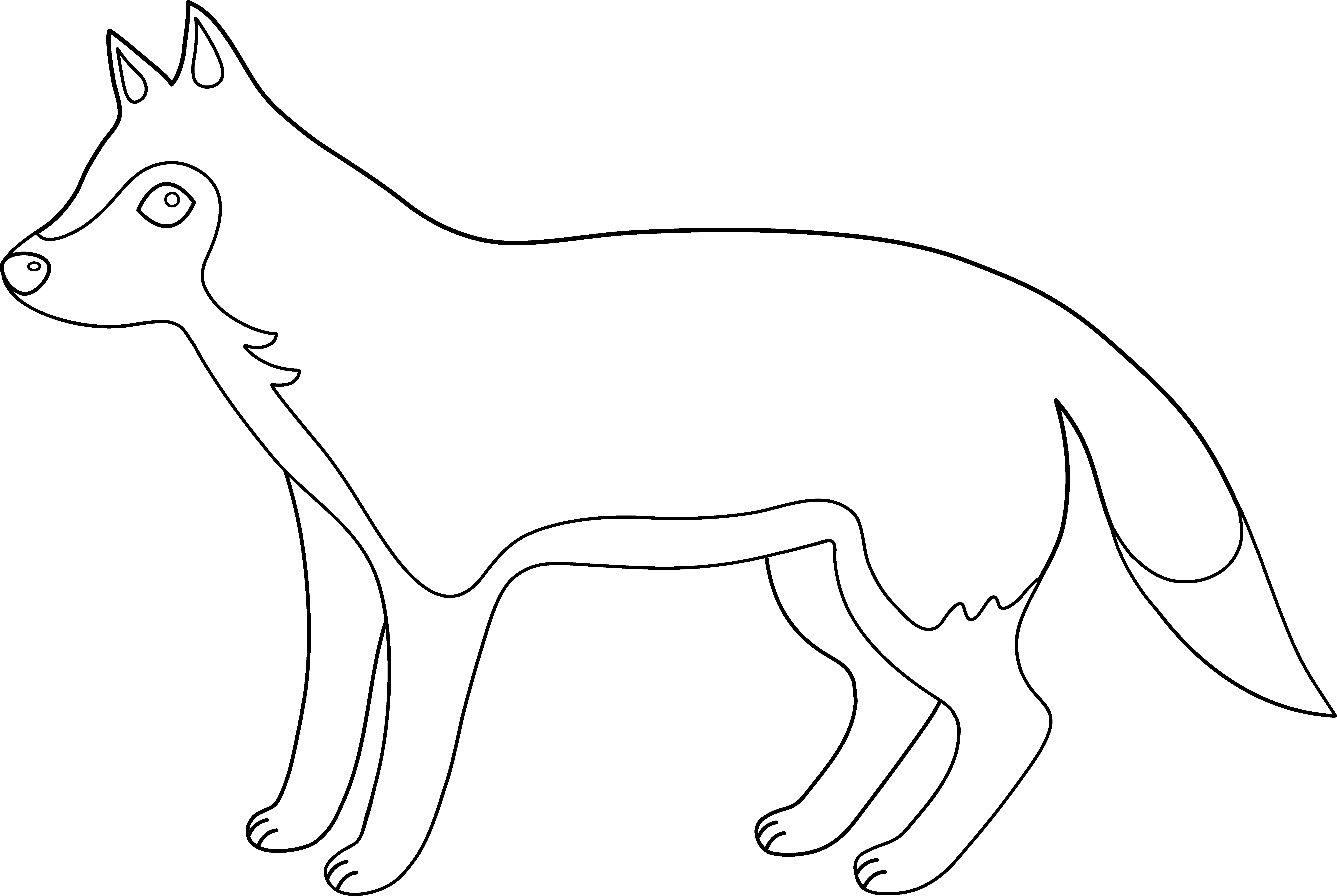 Colorable Wolf Line Art (8825x5913), Png Download