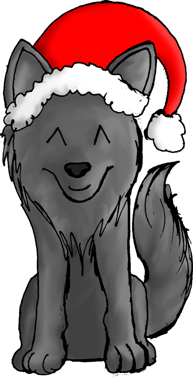 Pencil And In Color - Christmas Wolf (639x1249), Png Download