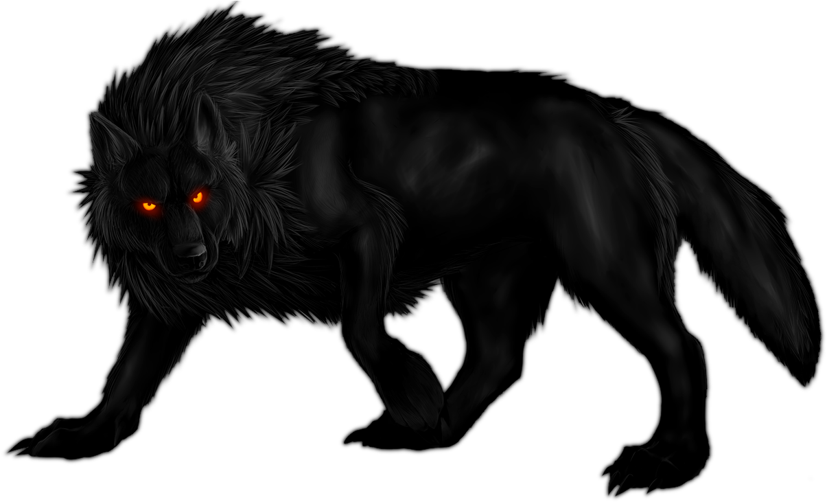 Black Big Bad Wolf Clipart - Black Werewolf With Red Eyes (1223x732), Png Download