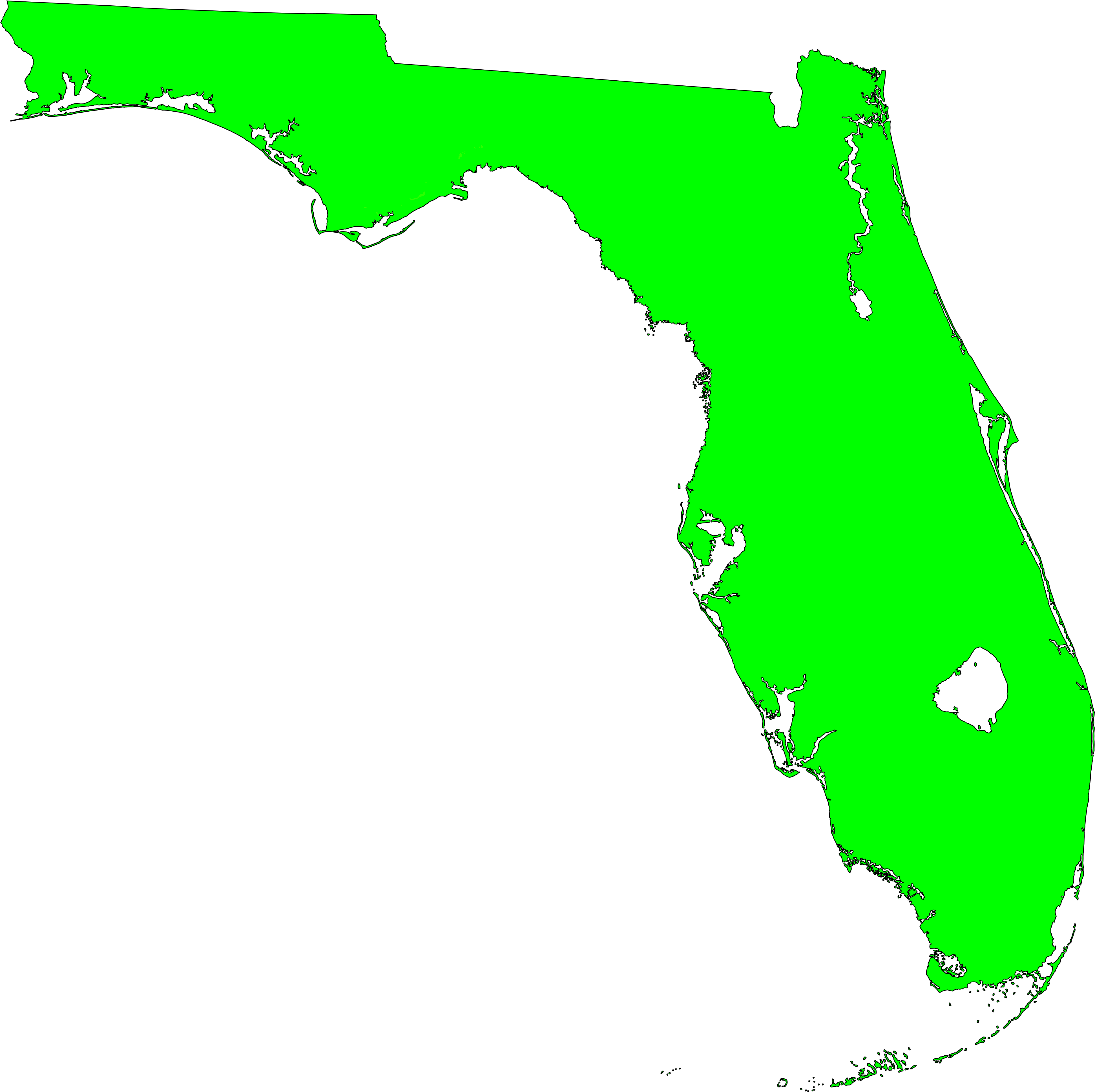 Flmap Outline Green - Florida Democrat Republican Map (4108x4096), Png Download