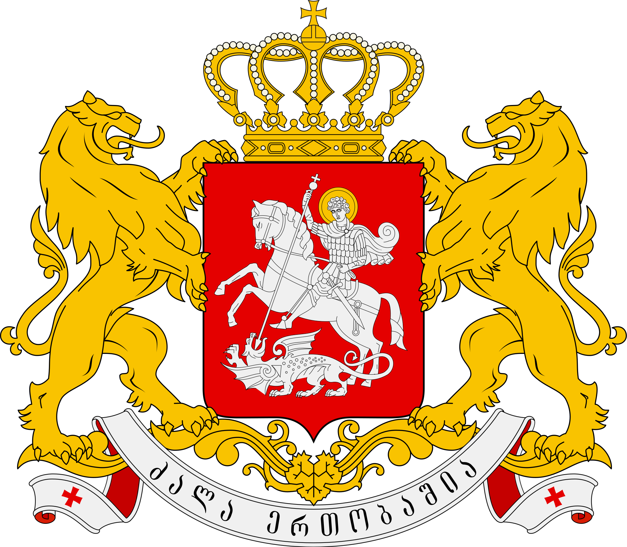 Greater Coat Of Arms Of Georgia - Georgia Country Coat Of Arms (2000x1745), Png Download
