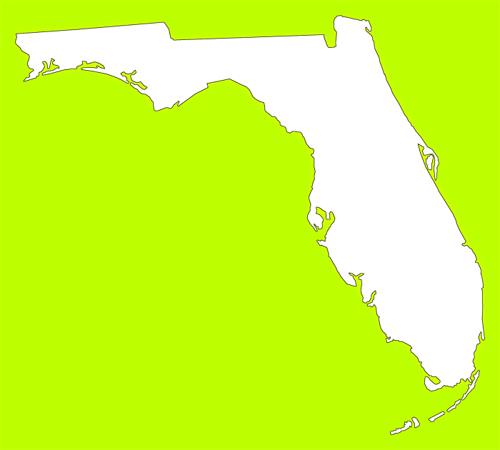 A Plain Frame Map Of Florida - Car Stickers Florida State Sticker (700x630), Png Download
