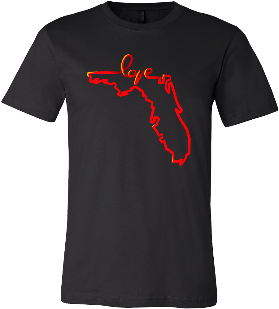 Love Florida State Map Outline Souvenir Gift T-shirt - Welshly Arms T Shirt (1000x1000), Png Download