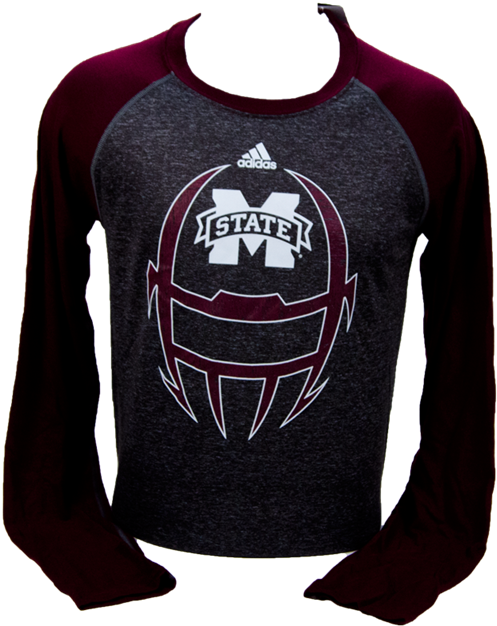 Adidas Banner M Helmet Outline Raglan Long Sleeve Tee - Mississippi State Bulldogs Colosseum Girls Youth Titanium (800x800), Png Download
