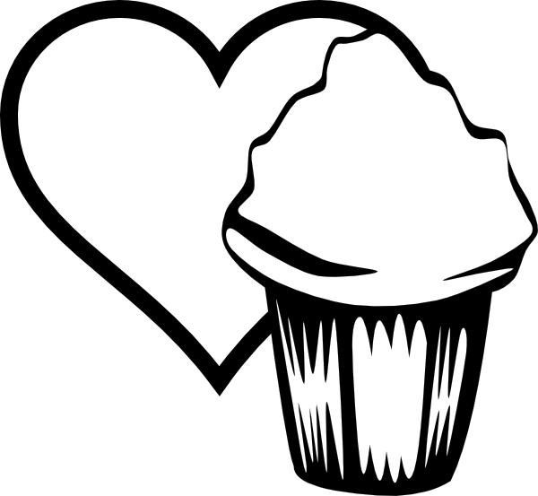 Graphic Black And White Cupcake Image Clip Art At Clker - Cupcake (600x553), Png Download