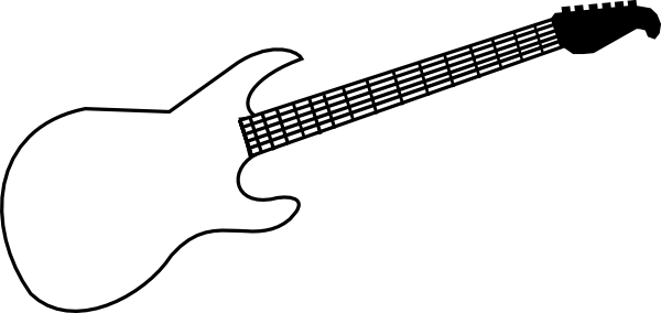 Guitar Clipart Outline (600x284), Png Download