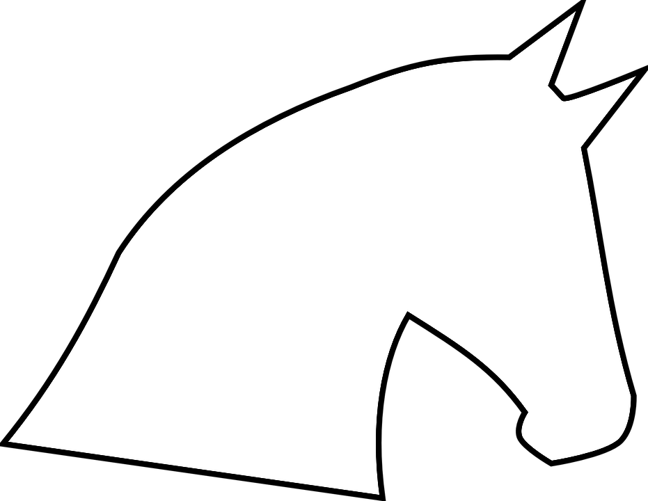 Animals Horse Head Outline Profile - Horse Head Drawing Simple (931x720), Png Download