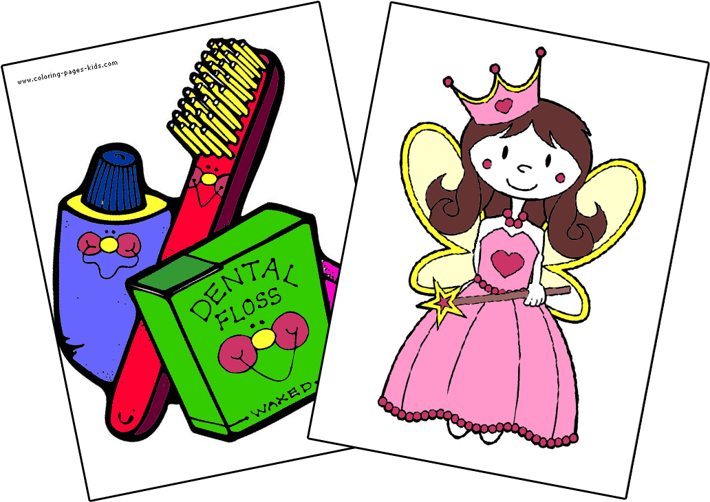 Coloring Pages - 3drose Cute Country Style Dental Tools - Wall Clock, (1200x800), Png Download