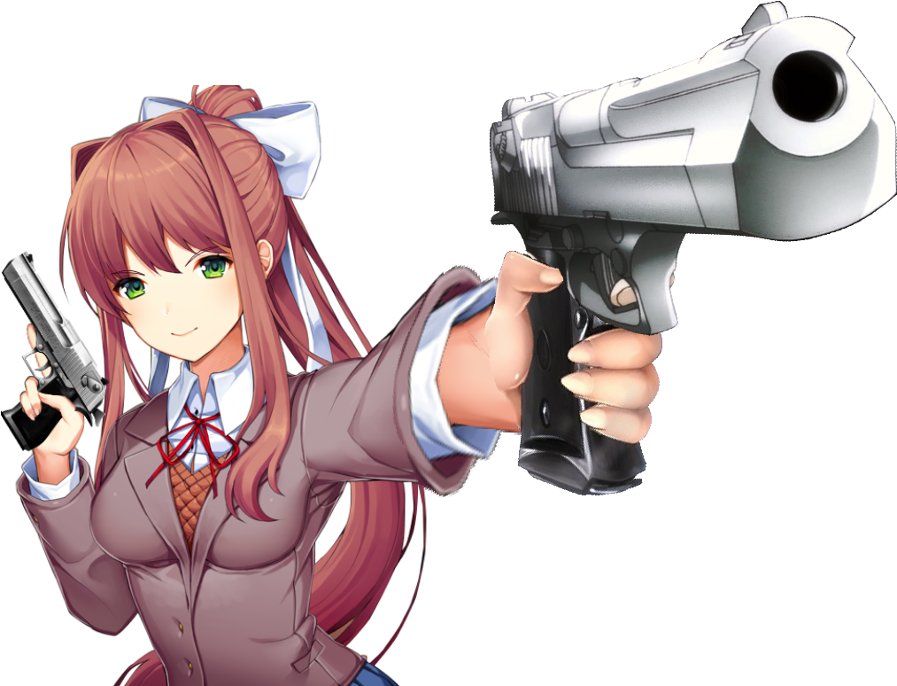 Oc Edited Mediamonika Coming In Clutch, Providing New - Monika Holding A Gun (1200x773), Png Download