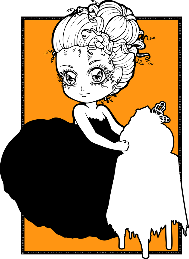 Princess Pumpkin Chibi By Chibivi-linearts On Deviantart - Line Art (632x864), Png Download