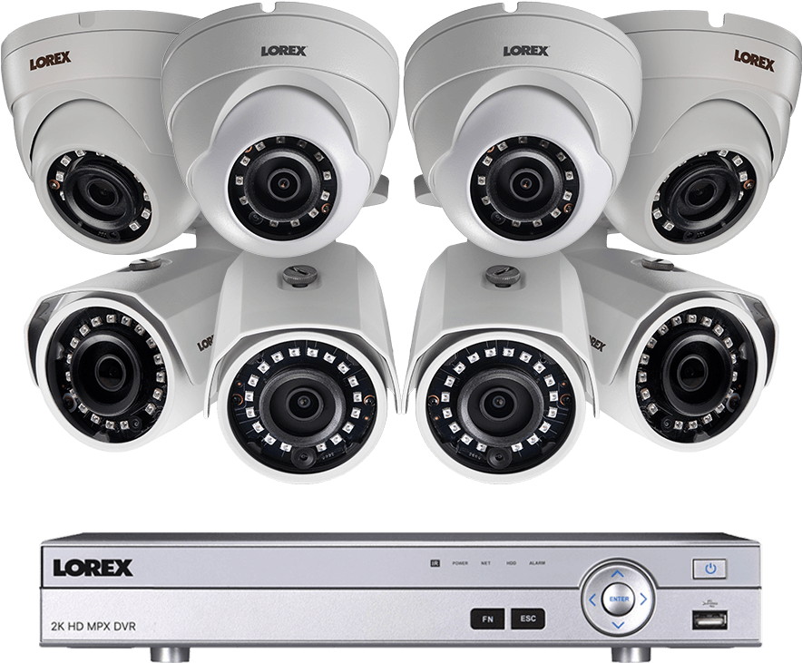 8 Channel 2k Hd Security Camera System With 8 2k Metal - Lorex 2k Resolution Hd Security Surveillance System (1200x800), Png Download