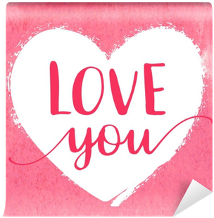 Hand Drawn Watercolor Heart With Calligraphy Text Love - Dating (400x400), Png Download