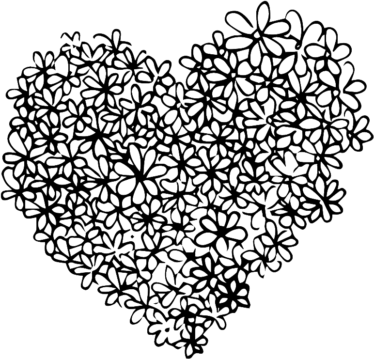 Hand Drawn Heart Shaped Flower Love Vector - Hab Dich Lieb - Malbuch Für Erwachsene (1024x1024), Png Download