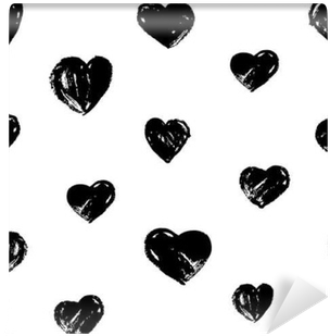 Seamless Pattern With Hand Drawn Hearts Wall Mural - Pattern (400x400), Png Download