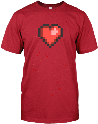 Pixel Heart - Shirt (600x550), Png Download