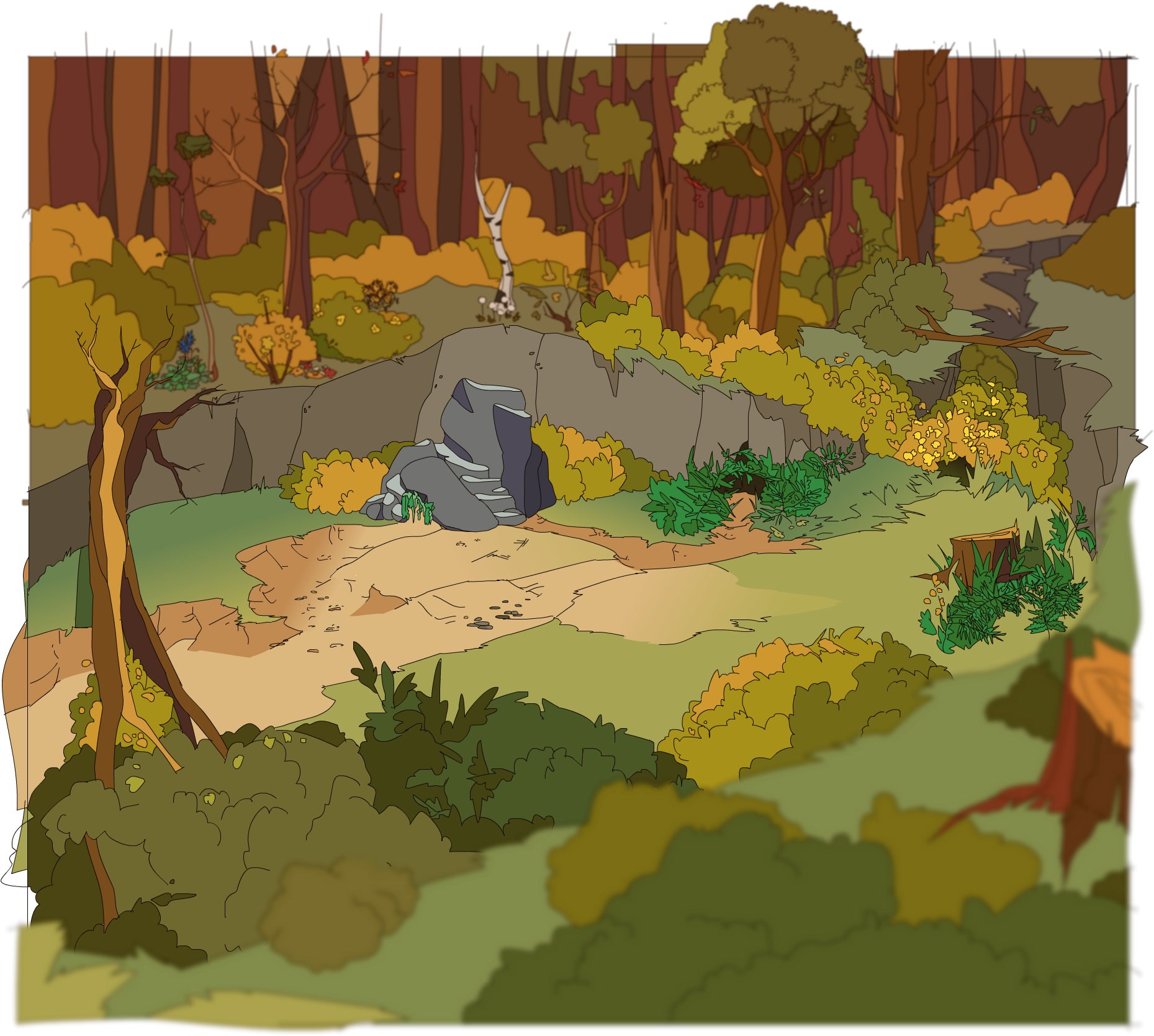 Thunderclan Forest Camp By Nifty-senpai - Skyclan Warrior Cats Camp (1864x1675), Png Download