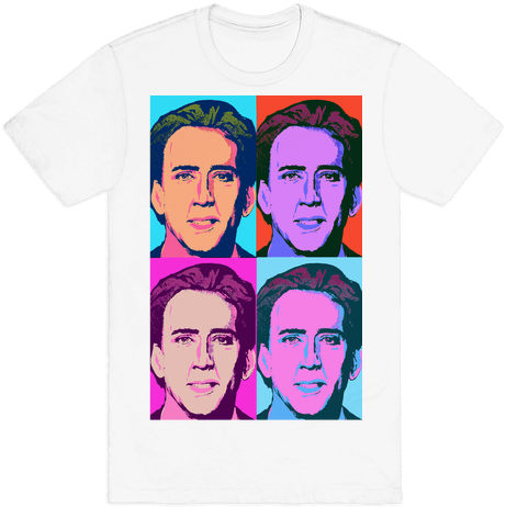 Nicholas Cage Pop Art Parody Mens T-shirt - Nicolas Cage Pop Art (484x484), Png Download
