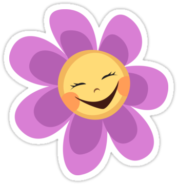 Cute, Happy, Laughing Flower Sticker - Cute Happy Flower (375x360), Png Download
