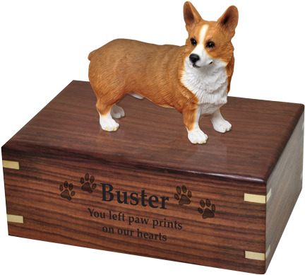 Pembroke Welsh Corgi Dog Figurine With Engraved Wood - Black Lab Cremation Urns (500x500), Png Download