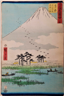 Along The Eastern Sea Road - Utagawa Hiroshige Paintings On Canvas Art - Yoshiwara, (618x310), Png Download