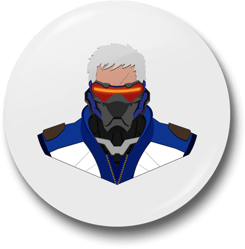 Soldier 76 Badge - Cartoon (528x528), Png Download