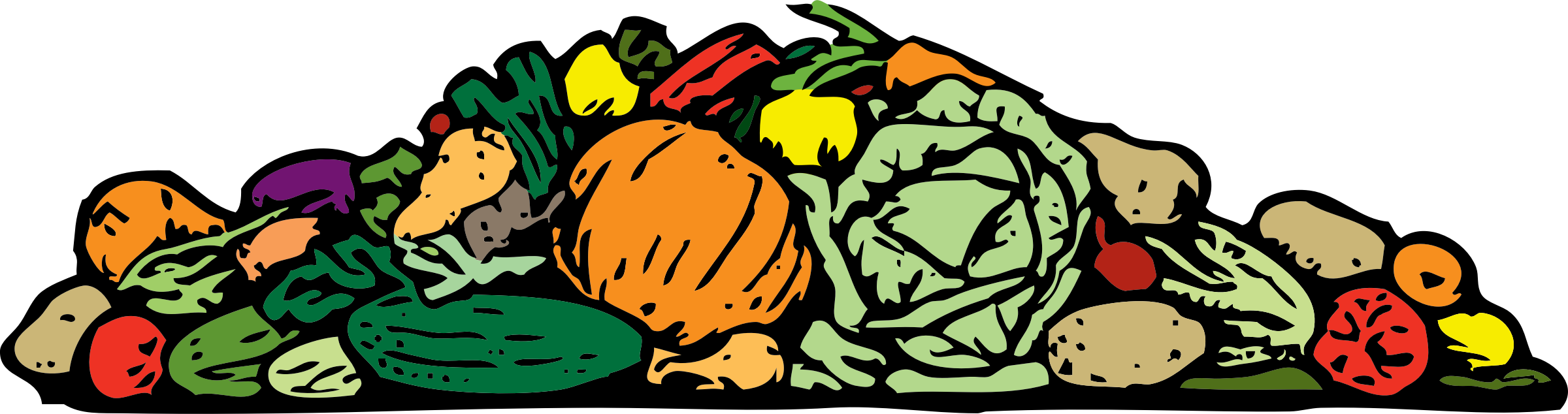 A Pile Of Vegetables Icons Png - Pile Of Vegetables (2400x634), Png Download