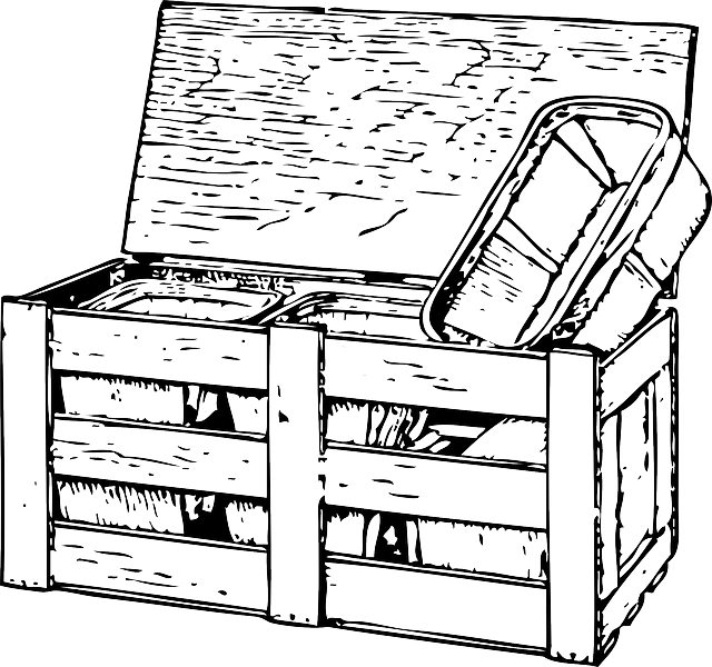 Box, Outline, Wooden, Vegetables, Wood, Tomato, Veggies - Drawings Of Crates Of Tea (640x600), Png Download