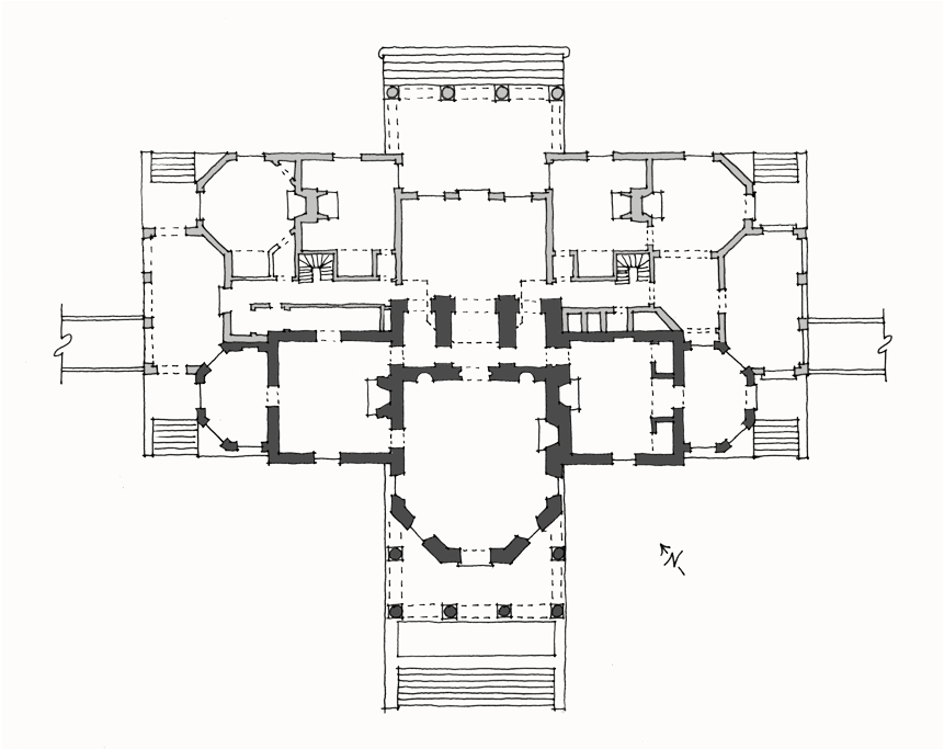 Plan Diagram Of Monticello - Diagram (1000x682), Png Download