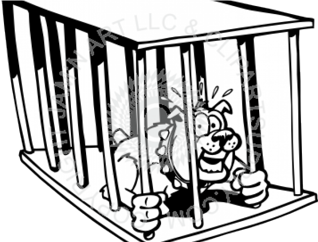 Dog In A Cage Drawing (640x480), Png Download