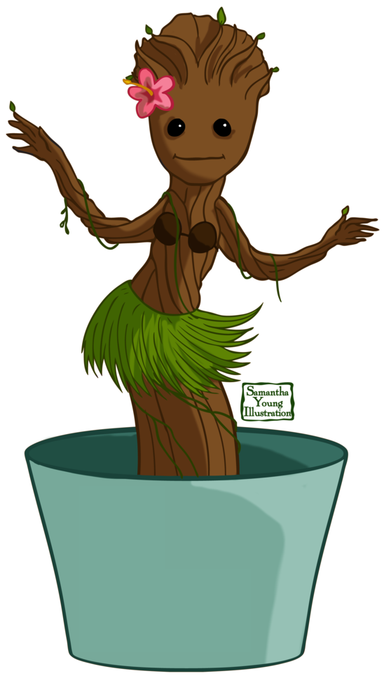 Hula Groot By Samyoungillustration On Deviantart Jpg - Groot (800x1000), Png Download
