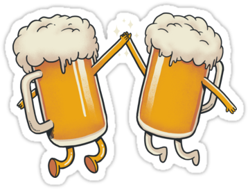 Doodlebob' Sticker By Lasercatz - Cheers Sticker (375x360), Png Download