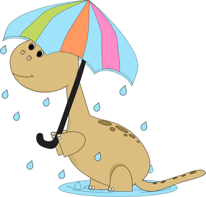 Dinosaur In The Rain Clip Art - Dinosaur In The Rain (420x400), Png Download