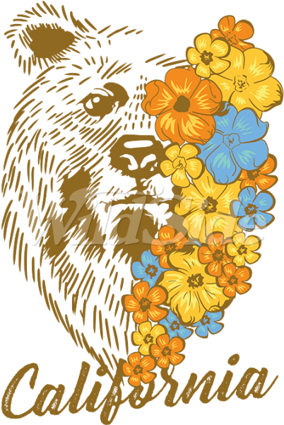 California Bear Flowers - Illustration (600x600), Png Download