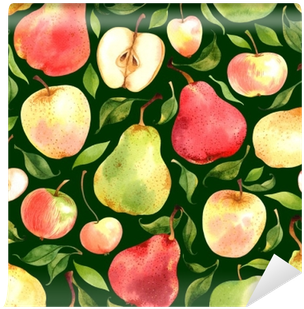 Seamless Pattern With Watercolor Apples And Pears On - Pears Andapples By Achtung - Customized Wallpaper Patterns (400x400), Png Download