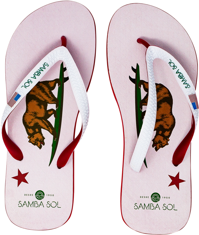 Men's Beach Collection Flip Flops - California Grunge Style Flag (1000x1000), Png Download
